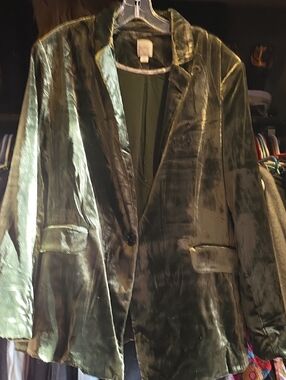 Maeve Olive Green Velvet Blazer